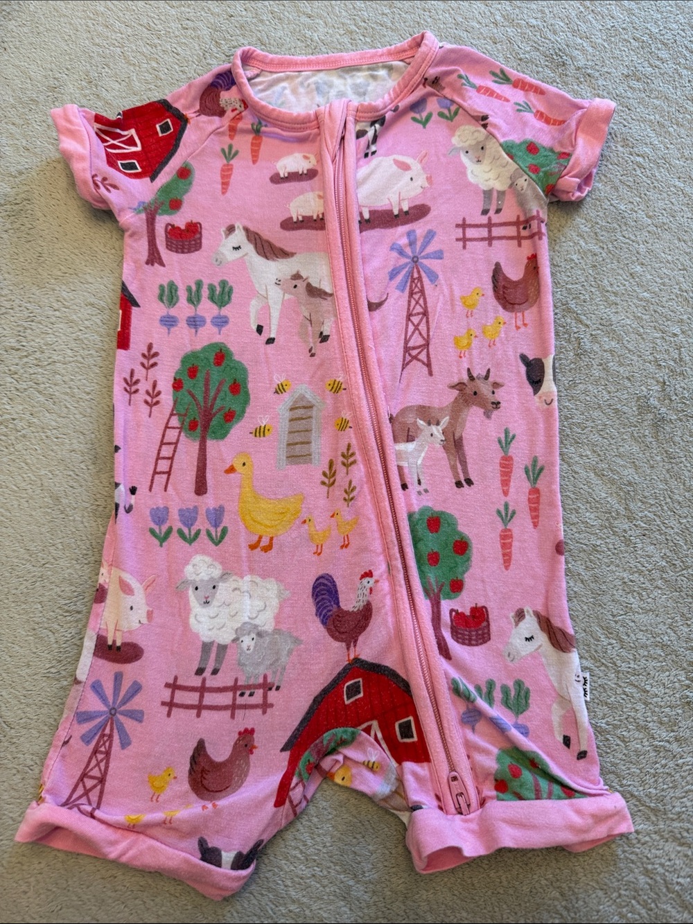 Little Sleepies Pink Farm Animal Short Sleeve Sleep Sack